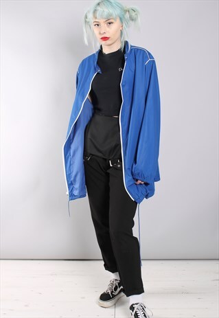 VINTAGE 80'S FESTIVAL RAIN MAC WATERPROOF BLUE