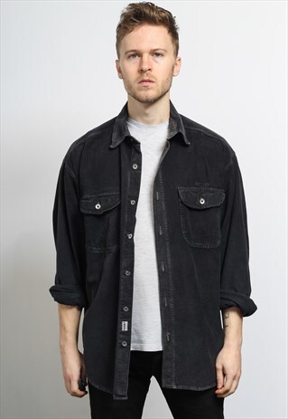 VINTAGE CORDUROY CORD SHIRT BLACK