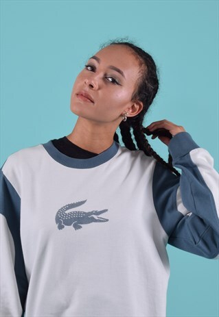 Y2K LACOSTE BLUE AND WHITE SWEATSHIRT