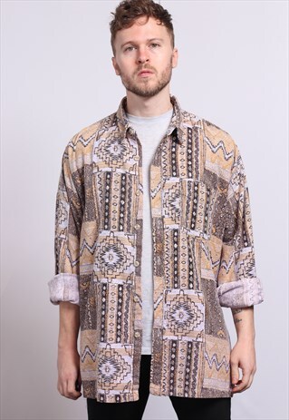 VINTAGE AZTEC PATTERNED SHIRT