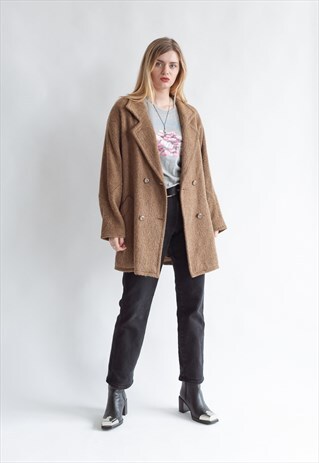 VINTAGE 60S SHORT DOUBLE BREASTED COAT IN TAN