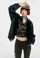 FAUX LEATHER VARSITY JACKET RETRO WASH PU BOMBER IN BLACK