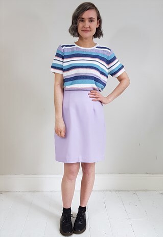 VINTAGE 80'S PASTEL PURPLE LILAC PENCIL SKIRT