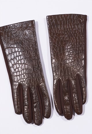VINTAGE RETRO 70'S FAUX LEATHER GLOVES