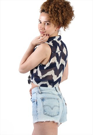 VINTAGE LEVIS 501 HIGH WAISTED DENIM LIGHT BLUE SHORTS