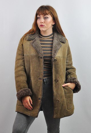 VINTAGE 70S LIGHT BROWN NURSEYS SHEEPSKIN / SHEARLING COAT