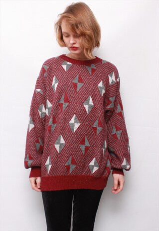 VINTAGE 80' BEAUTIFUL CUTE UNISEX RED JUMPER