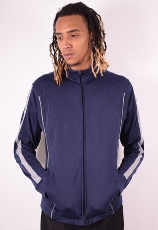 REEBOK MENS VINTAGE TRACKSUIT TOP JACKET MEDIUM NAVY 90S
