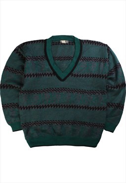 Vintage  MCXX Jumper / Sweater V Neck Knitted Khaki Green