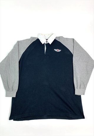 VINTAGE HARLEY-DAVIDSON EMBROIDERED KNIT RUGBY SHI