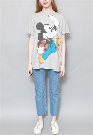VINTAGE 1990'S GREY DISNEY MICKEY MOUSE T-SHIRT