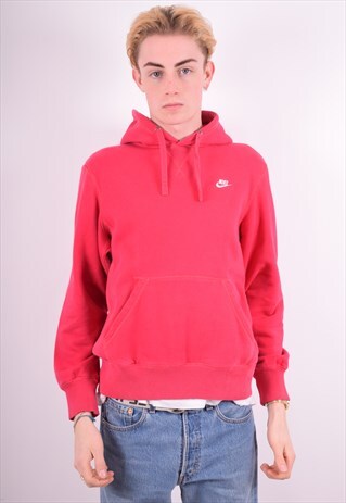 NIKE MENS VINTAGE HOODIE JUMPER MEDIUM PINK 90'S
