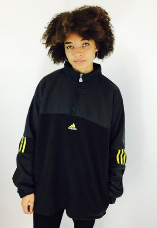 ADIDAS BLACK THICK PULLOVER FLEECE JACKET