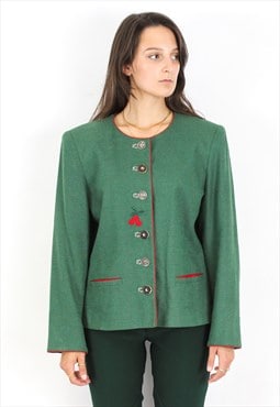 Vintage Your Sixth Sense Linen Trachten Women L Coat Blazer