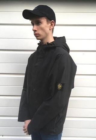 MENS STONE ISLAND BACK HOODED RAIN COAT JACKET Y2K