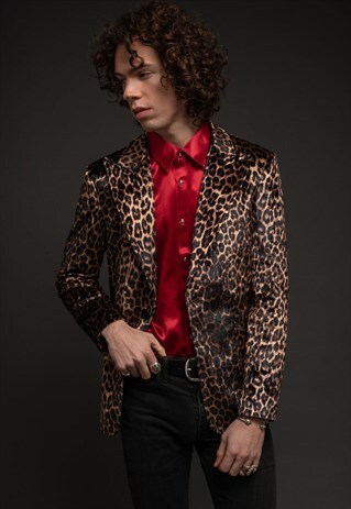 MENS LEOPARD VELVET BLAZER