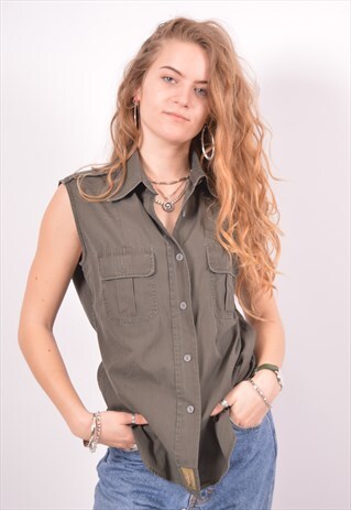 VINTAGE CALVIN KLEIN SHIRT SLEEVELESS KHAKI