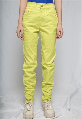 NEON YELLOW HIGH WAISTED MOM JEANS