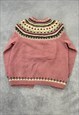 VINTAGE KNITTED CARDIGAN NORWEGIAN PATTERNED CHUNKY KNIT 