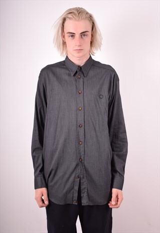 VERSACE MENS VINTAGE SHIRT LARGE BLACK 90S