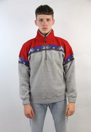 VINTAGE 90'S PATTERNED FLEECE JUMPER
