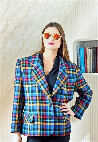 COLORFUL CHECKED WOOL JACKET