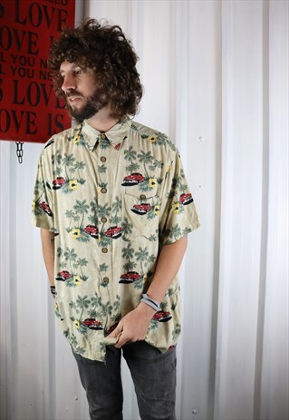 VINTAGE CRAZY PATTERN OVERSIZED SHORT SLEEVED SHIRT