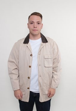 Vintage 90s beige hunter jacket, classic men autumn military