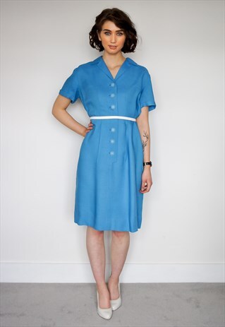 VINTAGE HANDMADE BLUE 1950'S DRESS