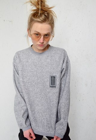 ADIDAS 90S VINTAGE RARE FLEECE GREY SWEATSHIRT