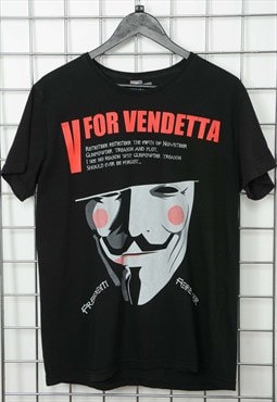 Vintage 90s V For Vendetta T-shirt Black Size M