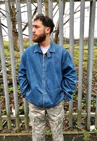 VINTAGE RALPH LAUREN DENIM BLUE HARRINGTON JACKET
