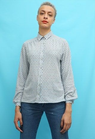 70S VINTAGE SKY BLUE PATTERNED SHIRT