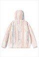 STRIPED FLEECE JACKET FLUFFY BOMBER ANIME COAT PASTEL PINK