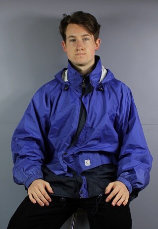 VINTAGE K-WAY WATERPROOF WINDBREAKER JACKET IN PURPLE WITH P