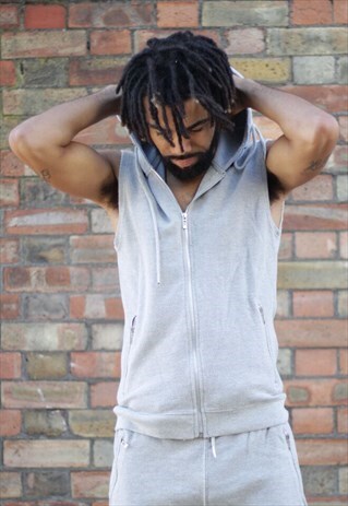 GREY TANK ZIP HOODIE