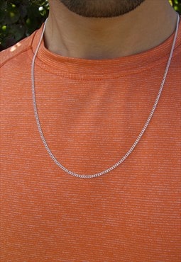 Silver Curb Chain Necklace 