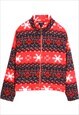 Vintage 90's Lavon Fleece Aztec Zip Up Red XLarge