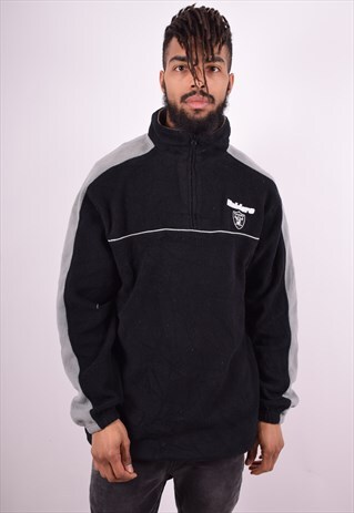 MENS VINTAGE NFL FLEECE JUMPER LARGE BLACK 90'S