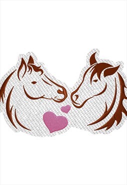 Embroidered Two Horses in Love iron on patch / sew on patch