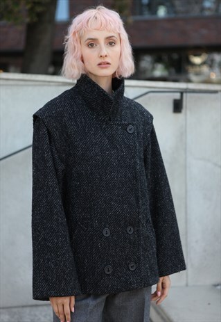 RARE VINTAGE 80'S JIL SANDER WOOL DUSTER JACKET GREY MEDIUM
