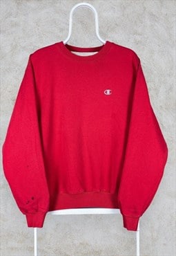 Vintage Champion Sweatshirt Red Pullover Men's Medium