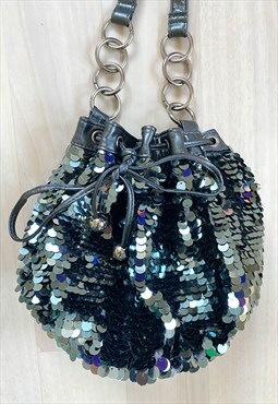 Y2K Silver Sequin Handbag