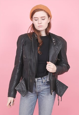 VINTAGE LINED BIKER LEATHER JACKET /R13032