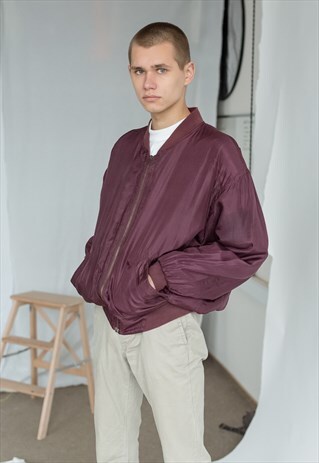 VINTAGE 80S PURPLE BOMBER JACKET