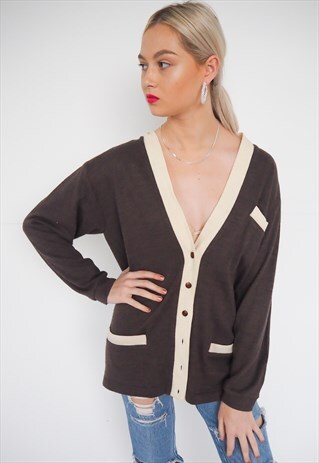 VINTAGE BROWN AND CREAM CARDIGAN