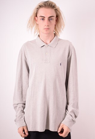 POLO RALPH LAUREN MENS VINTAGE POLO SHIRT LONG SLEEVE XL 90S