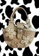 VINTAGE Y2K 90'S/00'S GOLD FLORAL BUTTERFLY SUMMER BEACH BAG