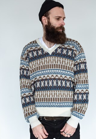 VINTAGE 80S V-NECK GRANDADS JUMPER