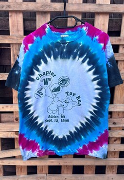 Vintage 1991 Motorcycle toy run tie dye T-shirt small 